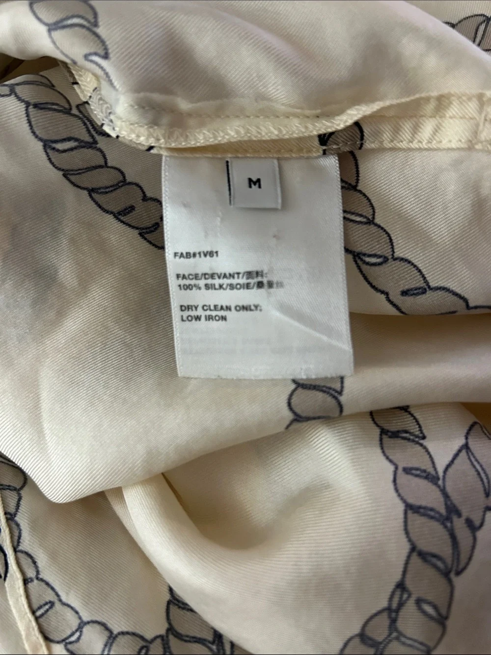 Lafayette 148 New York Cream Button-Down Shirt with Rope Print Size M - Picture 6 of 8
